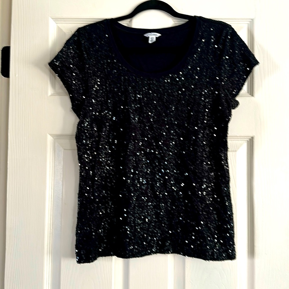 Short sleeve sequence blouse